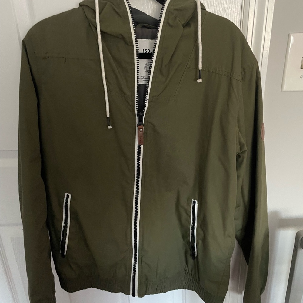 EUC !SOLID mens army green jacket with hood